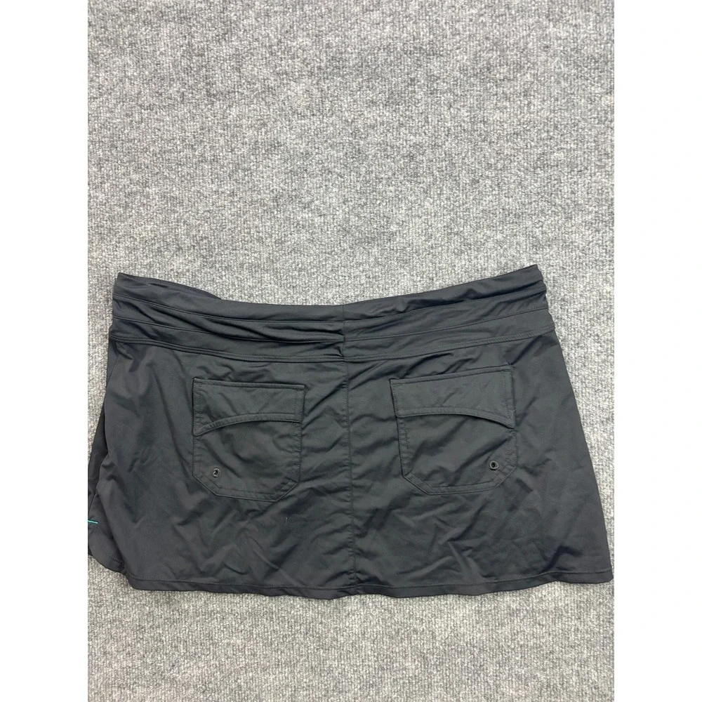 Athleta Swim Skort Women Large Black Drawstring Pockets Activewear